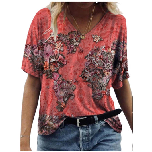 Camiseta Cuello V Estampado Mapa - Image 5