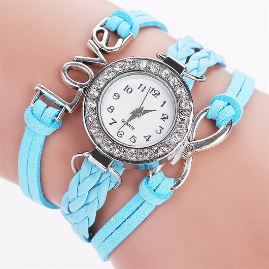 Reloj Pulsera de Diamantes con Correa de Terciopelo Coreano LOVE para Mujer - Image 2