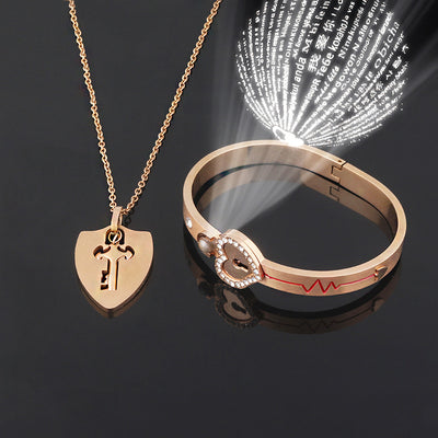 Conjunto de Joyas para Pareja de Acero de Titanio - Pulsera de Candado y Collar de Llave - Image 15