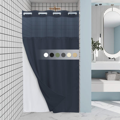 Cortina de Baño Doble Capa con Hebilla Grande - Diseño Liso y Moderno - Image 17