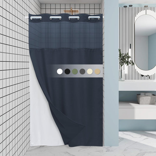 Cortina de Baño Doble Capa con Hebilla Grande - Diseño Liso y Moderno - Image 17