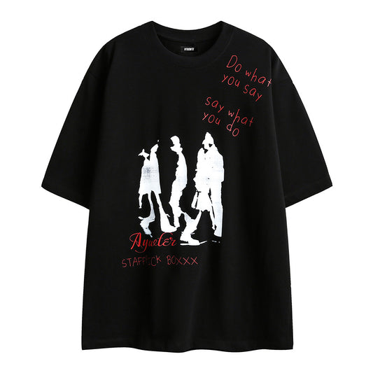 Camiseta Manga Corta Estampado Letras para Hombre