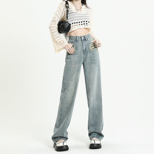 Pantalones Rectos Talle Alto con Roturas para Mujer - Image 8