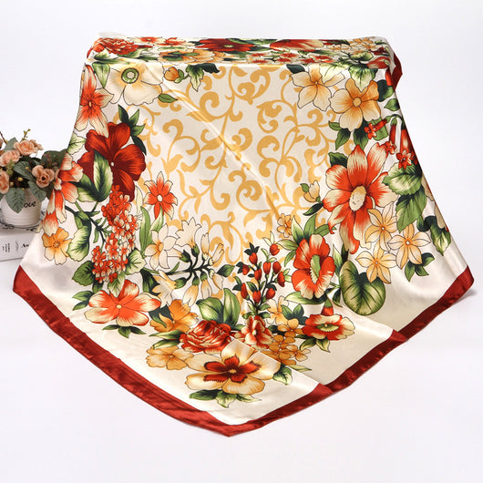 Pañuelo Floral de Seda Artificial 90cm - Primavera y Otoño - Image 10