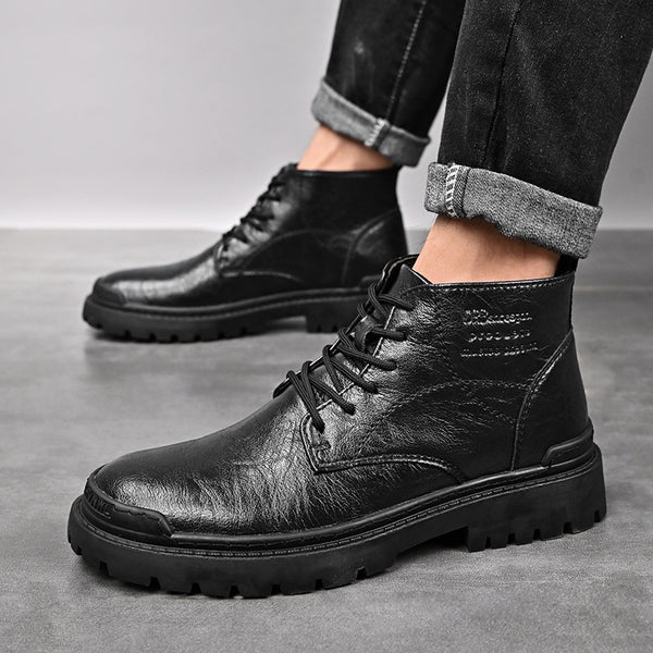 Botas Martin de Cuero para Hombre Estilo Británico con Forro de Terciopelo