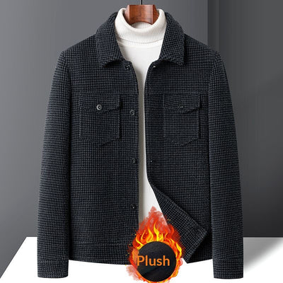 Abrigo de Lana Forrado en Fleece Estilo Coreano Casual Trendy para Hombre - Image 4