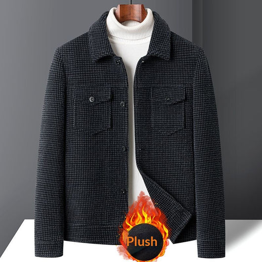 Abrigo de Lana Forrado en Fleece Estilo Coreano Casual Trendy para Hombre - Image 4