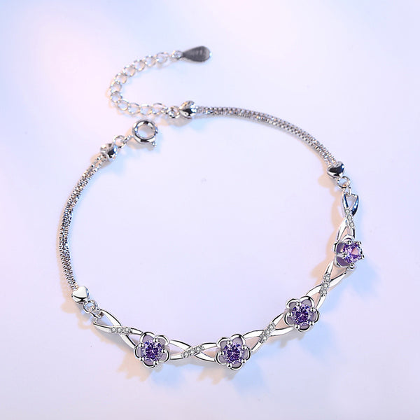 Pulsera de Plata con Flor de Durazno