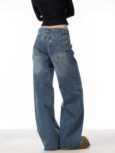Pantalones Vaqueros Cintura Alta Baggy con Remaches - Image 4