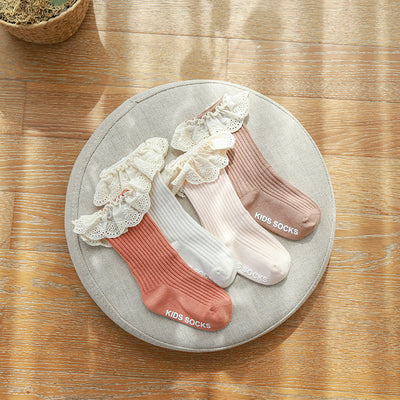 Calcetines Infantiles de Encaje para Niñas - Tubo sin Costuras, Antideslizantes - Image 6
