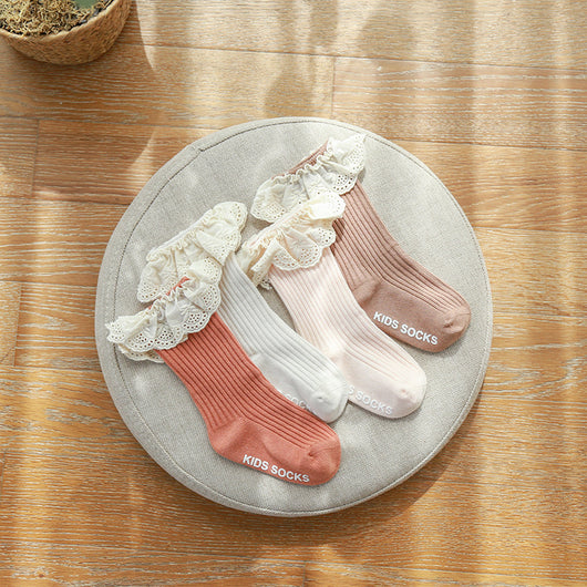 Calcetines Infantiles de Encaje para Niñas - Tubo sin Costuras, Antideslizantes - Image 6