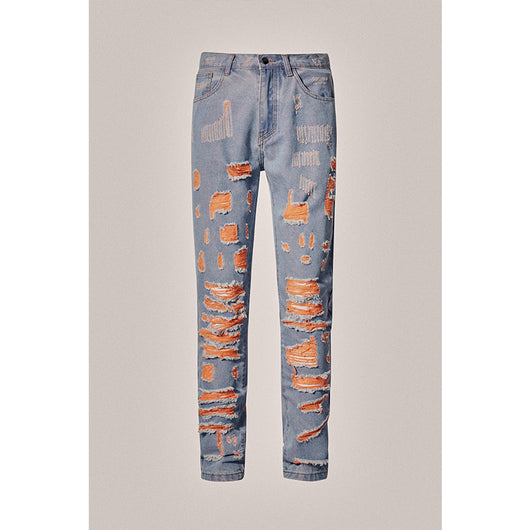 Jeans Destruidos Estilo Mendigo en Azul - Image 3
