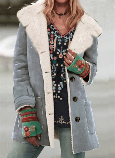 Chaqueta de Felpa Midi con Solapas y Bolsillos Parche - Image 14