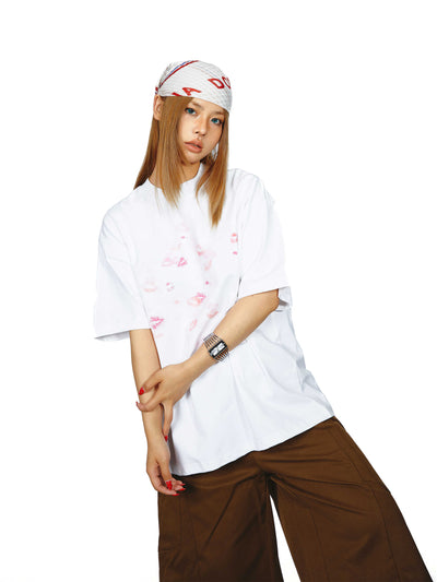 Playera Suelta de Cuello Redondo con Estampado Creativo para Mujer - Image 3