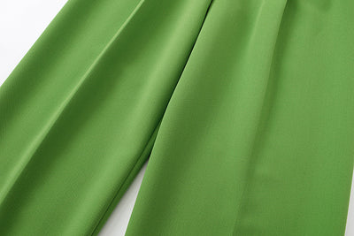 Pantalón Largo Verde Pasto Plisado Cintura Media para Mujer - Image 5