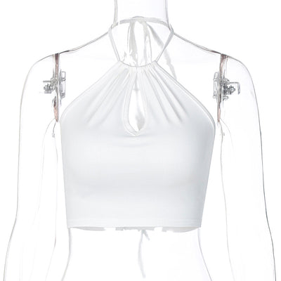 Camiseta Halter Ajustada en Colores Sólidos - Image 10