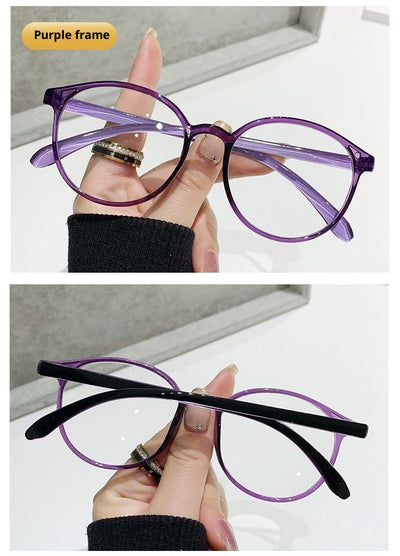Black round frame reading glasses with blue light blocking lenses for high-definition eye protection. - Image 15