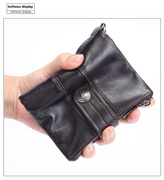 Billetera de Cuero Genuino con Cierre y Hebilla Retro para Hombre - Image 15