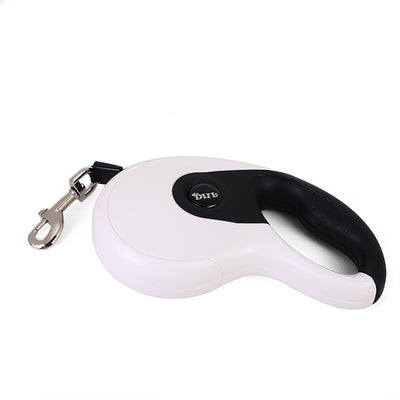 Blue and grey retractable dog leash with a black waste bag dispenser and a silver metal clip. - Image 34