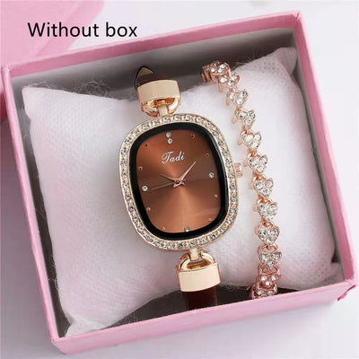Reloj de Pulsera para Mujer con Brazalete de Diamantes - Conjunto de 2 Piezas - Image 24