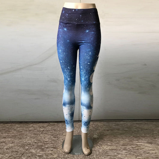 Leggings de yoga con degradado lunar y cielo impreso - Image 6