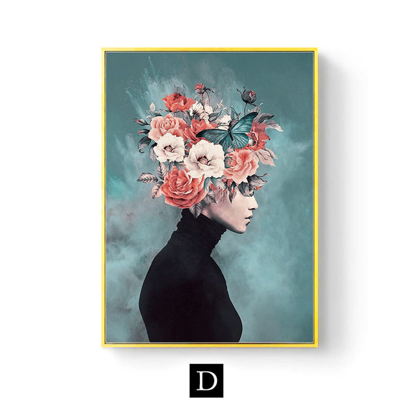 Cuadro Abstracto Floral Moderno para Sala de Estar - Lienzo Decorativo de Arte Contemporáneo