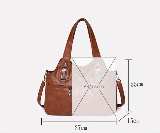 Bolso de Cuero Suave Gran Capacidad Estilo Retro Vintage - Image 12