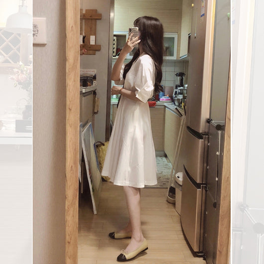 Vestido Camisero Vintage Francés con Temperamento Sofisticado - Image 6