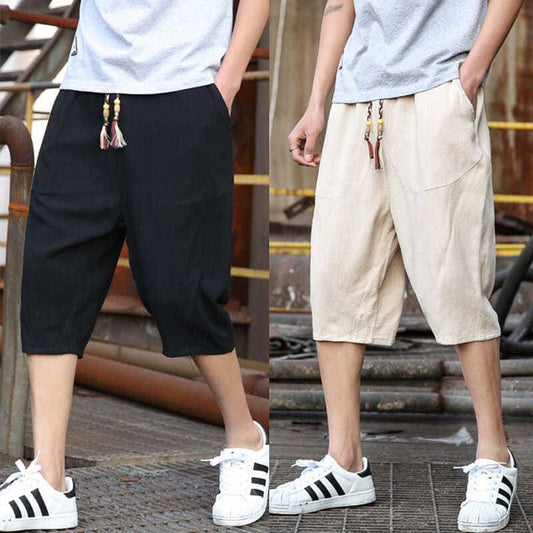 Pantalones Cortos de Lino Holgados para Hombre