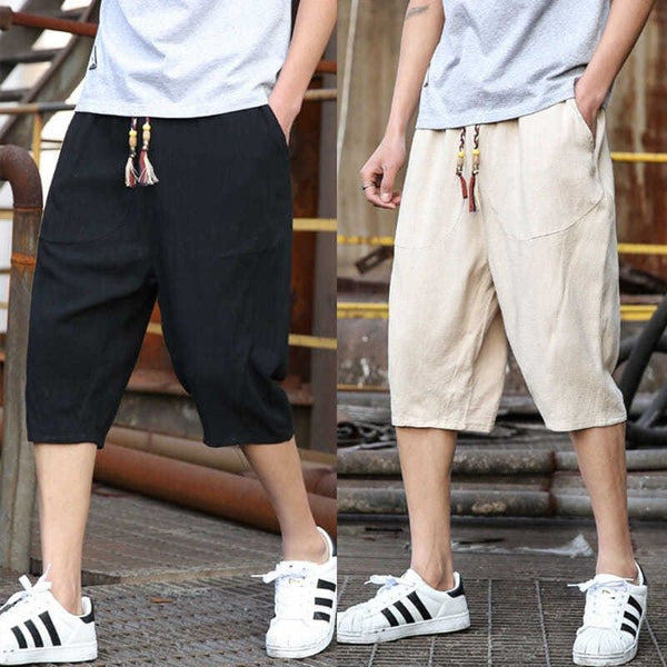 Pantalones Cortos de Lino Holgados para Hombre
