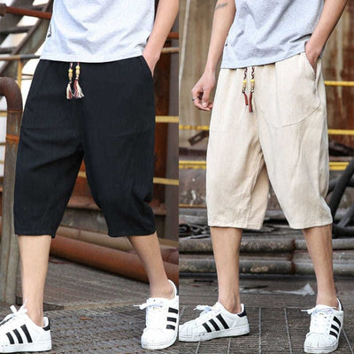 Pantalones Cortos de Lino Holgados para Hombre
