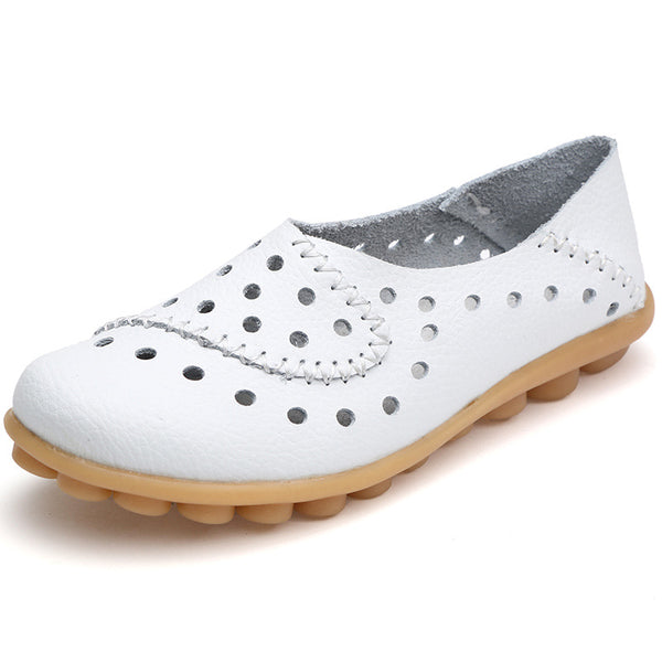 Zapatos Planos de Cuero para Mujer con Tacón Bajo