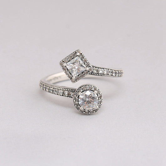 Anillo de Diamante en Plata 925 Estilo Europa y Estados Unidos