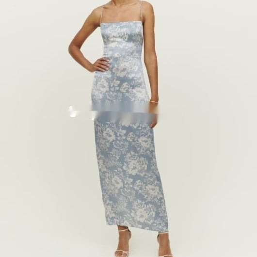Vestido Maxi de Seda con Estampado Floral, Abertura Lateral y Cintura Ajustable - Image 3
