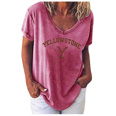 Playera Oversize Cuello V Estampado con Letras para Mujer - Image 18