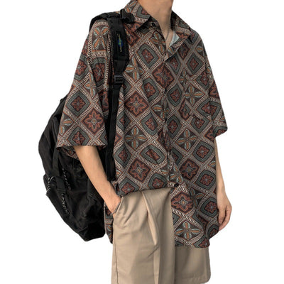 Camisa Floral Retro Holgada de Manga Larga para Hombre - Image 6