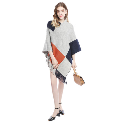 Capa Tejida para Mujer con Patchwork de Contraste de Colores - Image 19