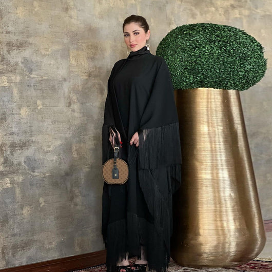 Vestido de Moda Elegante con Mangas Tipo Murciélago y Detalles de Borlas - Image 11