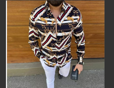Camisa Casual de Manga Larga con Estampado para Hombre - Image 21
