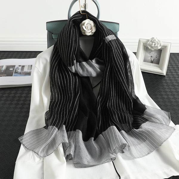Bufanda Chal Versátil Lana y Seda - Diseño Coreano Elegante - Image 8