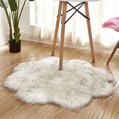 Alfombra de Lana Artificial con Forma Floral – Tapete Suave de Piel Sintética - Image 13