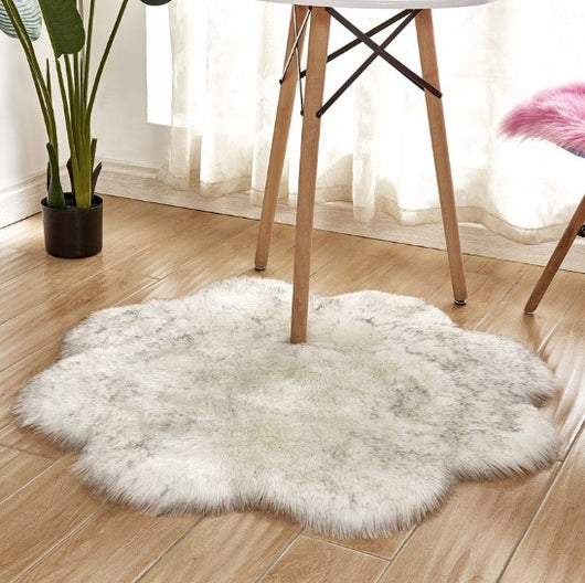 Alfombra de Lana Artificial con Forma Floral – Tapete Suave de Piel Sintética - Image 13