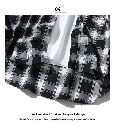 Camisa Tipo Cuadros Japonesa Manga Larga Hombre - Chaqueta de Trabajo Oversize - Image 17