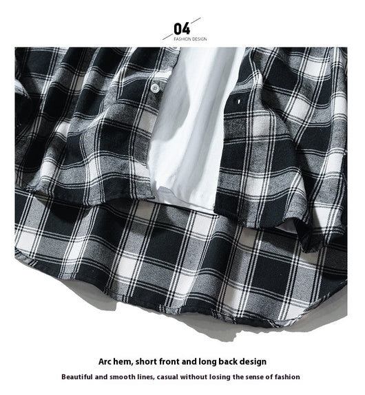 Camisa Tipo Cuadros Japonesa Manga Larga Hombre - Chaqueta de Trabajo Oversize - Image 17