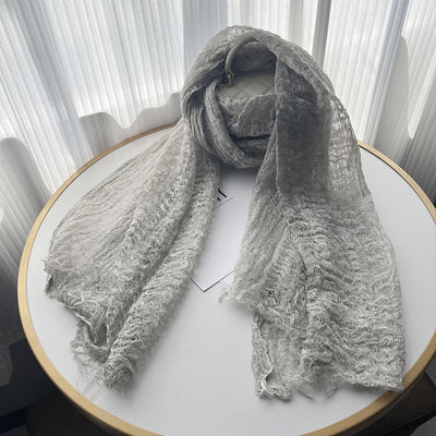 Bufanda de Lino Liso Estilo Retro con Borlas para Mujer - Image 13