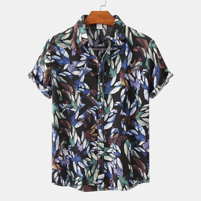 Camisa Estampada de Manga Corta para Hombre con Diseño Floral - Image 11