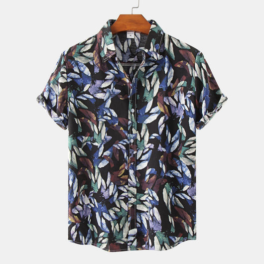 Camisa Estampada de Manga Corta para Hombre con Diseño Floral - Image 11