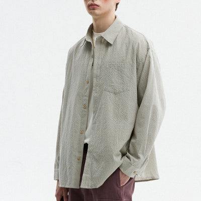 Camisa de Manga Larga Cuadros con Textura Burbuja para Hombre - Otoño - Image 8