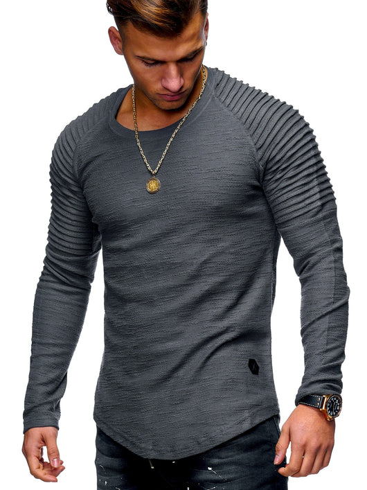 Camiseta Manga Larga Cuello Redondo Color Sólido - Image 24