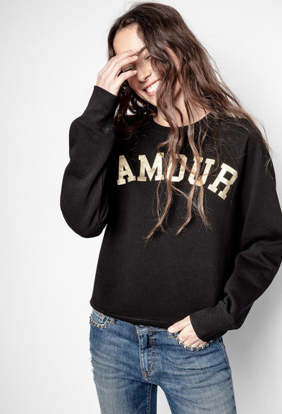 Sudadera Estampada AMOUR en Algodón Negro para Mujer - Image 5